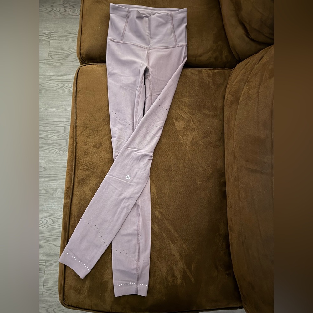 Lululemon light purple high rise leggings with back pocket